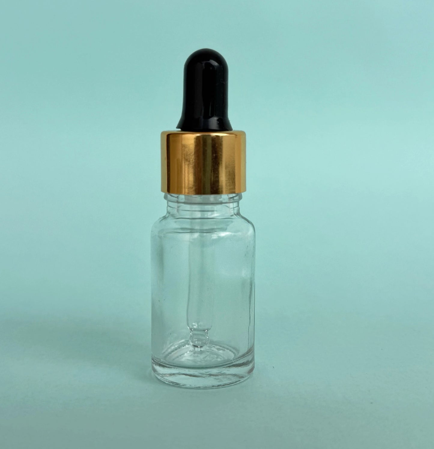 Glass Serum Bottle - Clear - Gold Dropper - 15mL