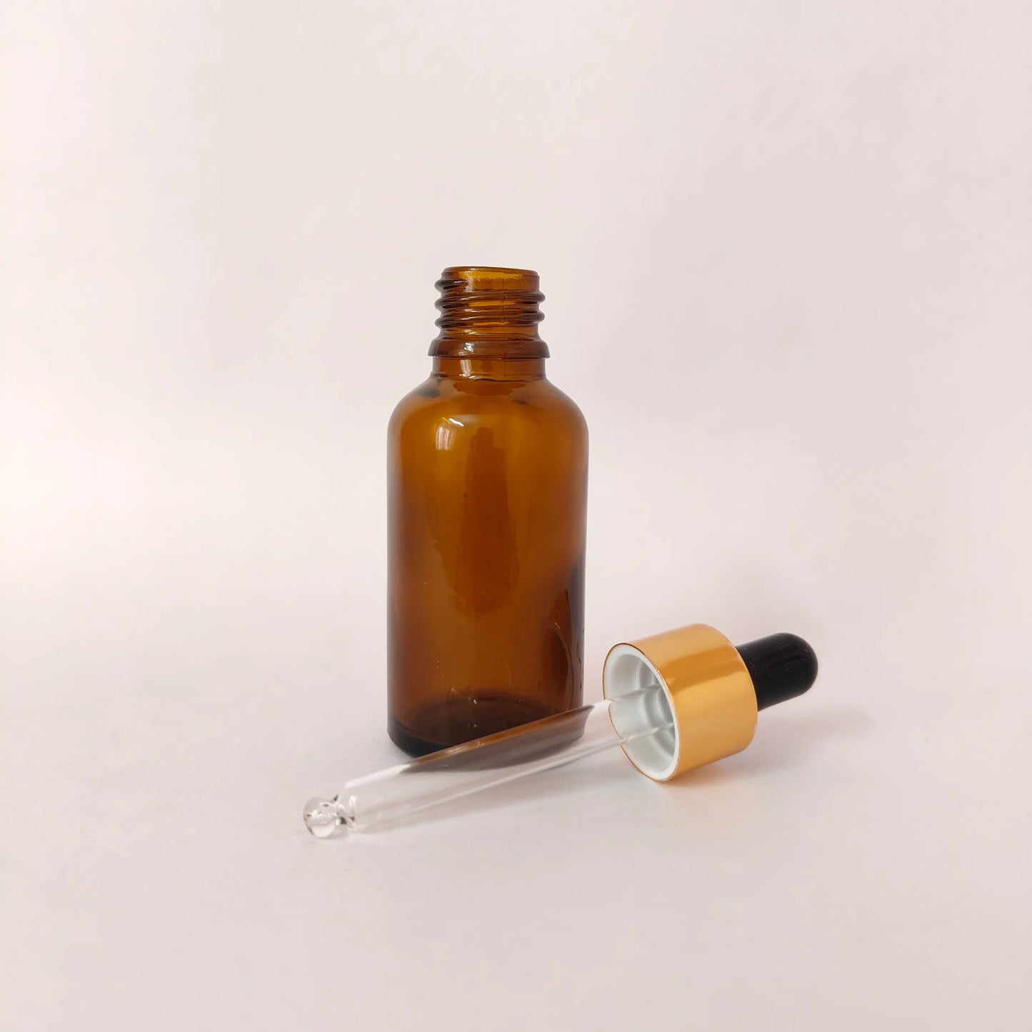 Glass Serum Bottle - Amber - Gold Dropper - 30mL