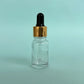 Glass Serum Bottle - Clear - Gold Dropper - 15mL