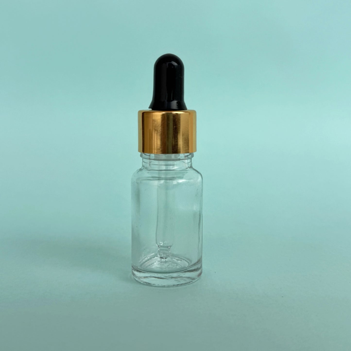 Glass Serum Bottle - Clear - Gold Dropper - 15mL