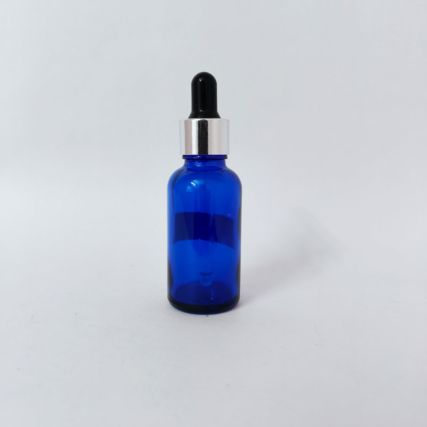 Glass Serum Bottle - Blue - Silver Dropper - 30mL