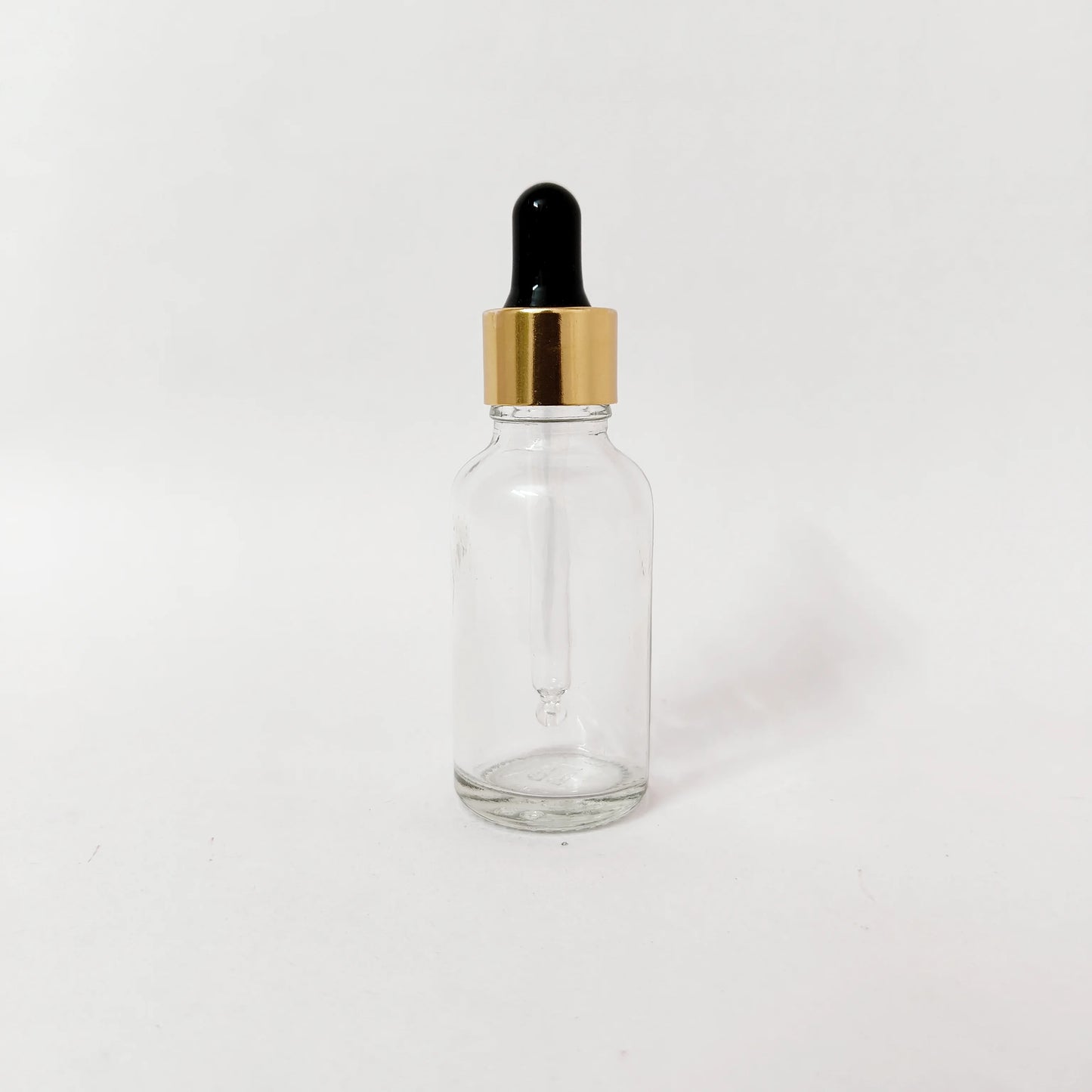 Glass Serum Bottle - Clear - Gold Dropper - 30mL