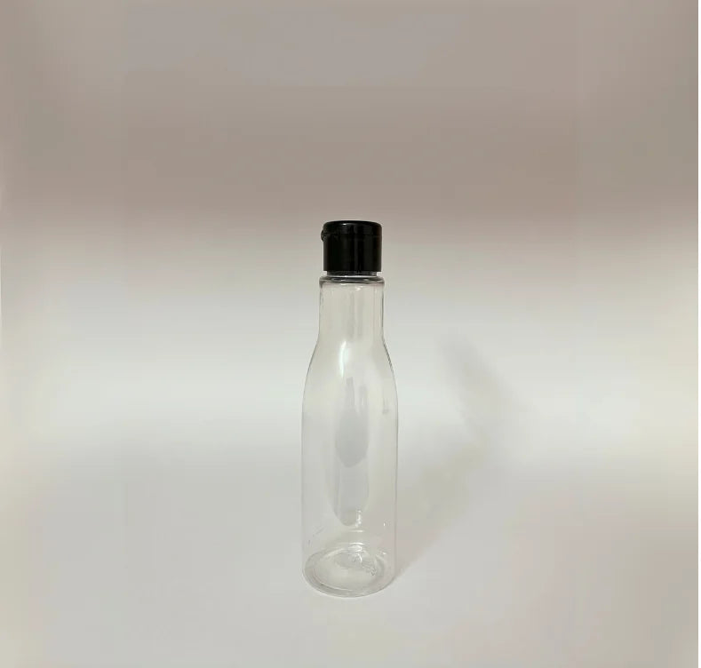 PET Asta Bottle - Clear - Black Flip Cap -200mL