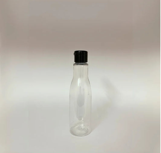 PET Asta Bottle - Clear - Black Flip Cap -200mL
