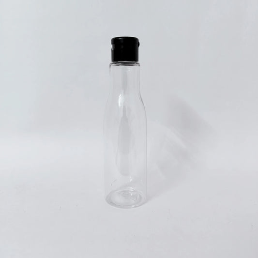 PET Asta Bottle - Clear - Black Flip Cap -200mL