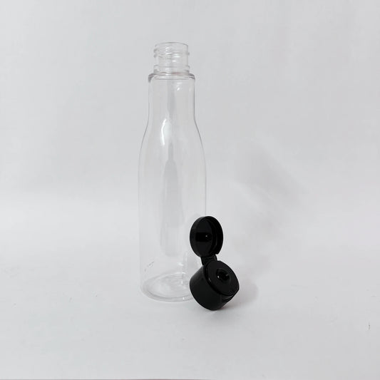 PET Asta Bottle - Clear - Black Flip Cap -200mL