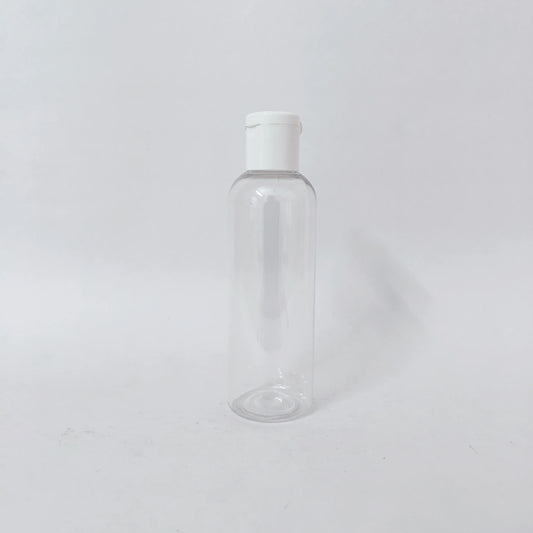 PET Round Bottle - Clear - White Flip Cap - 100mL