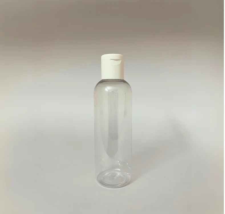 PET Round Bottle - Clear - White Flip Cap - 100mL