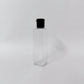 PET Square Bottle - Clear - 20mm Black Flip Cap - 100mL